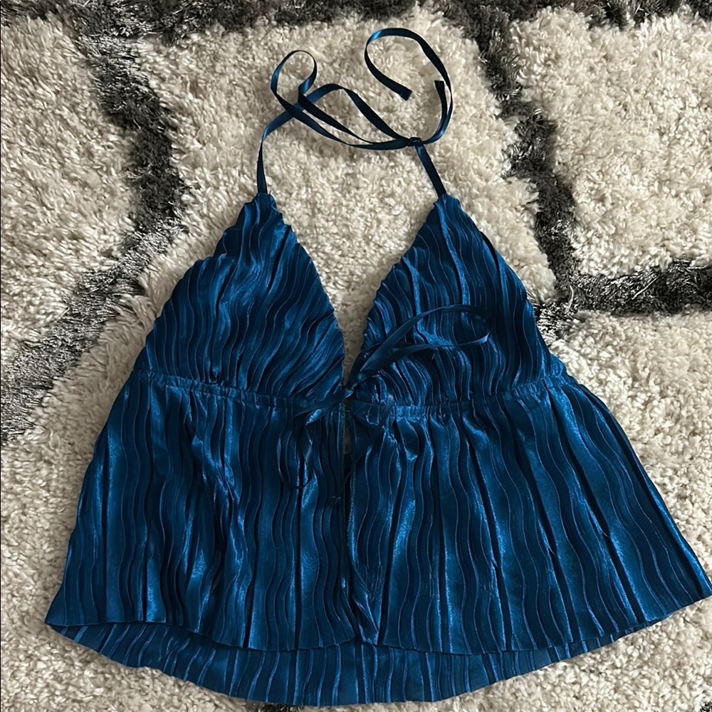 SHEIN Blue Pleated Camisole Top